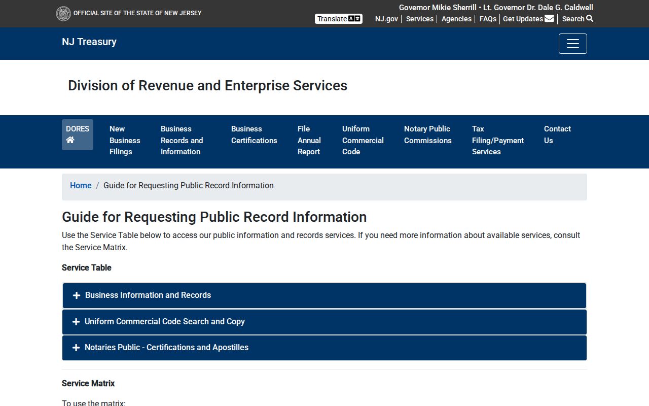 Middlesex County residents directory image of New Jersey business records search